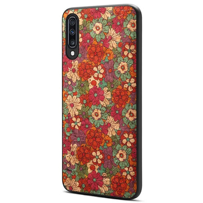 For Samsung Galaxy A70 Case Flower Pattern PU Leather Coated PC+TPU Cover