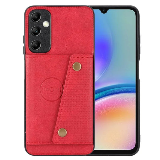 For Samsung Galaxy A05s 4G Phone Case Leather Coated TPU Anti-drop Cover with Kickstand