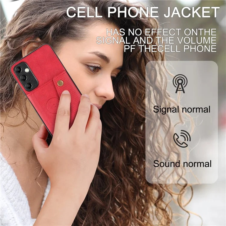 For Samsung Galaxy A05s 4G Phone Case Leather Coated TPU Anti-drop Cover with Kickstand