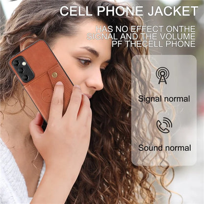 For Samsung Galaxy A05s 4G Phone Case Leather Coated TPU Anti-drop Cover with Kickstand