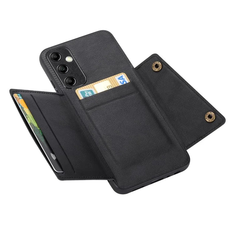 For Samsung Galaxy A05s 4G Phone Case Leather Coated TPU Anti-drop Cover with Kickstand