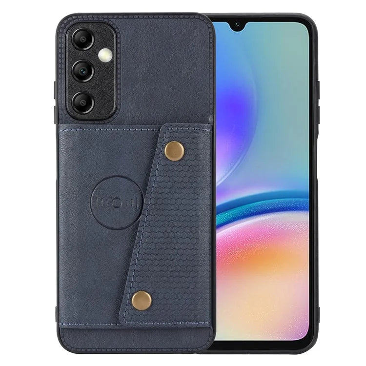 For Samsung Galaxy A05s 4G Phone Case Leather Coated TPU Anti-drop Cover with Kickstand
