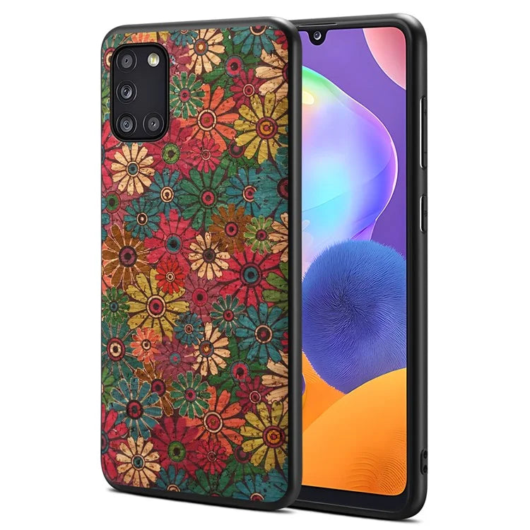 For Samsung Galaxy A31 Phone Case Seasons Floral Leather Coating Back Cover