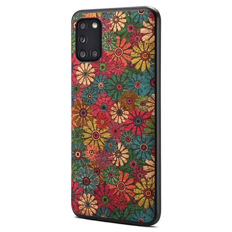For Samsung Galaxy A31 Phone Case Seasons Floral Leather Coating Back Cover