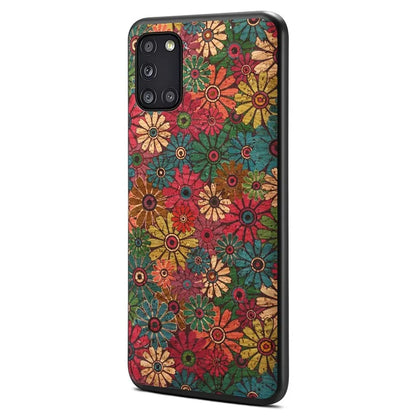 For Samsung Galaxy A31 Phone Case Seasons Floral Leather Coating Back Cover