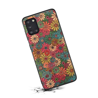 For Samsung Galaxy A31 Phone Case Seasons Floral Leather Coating Back Cover