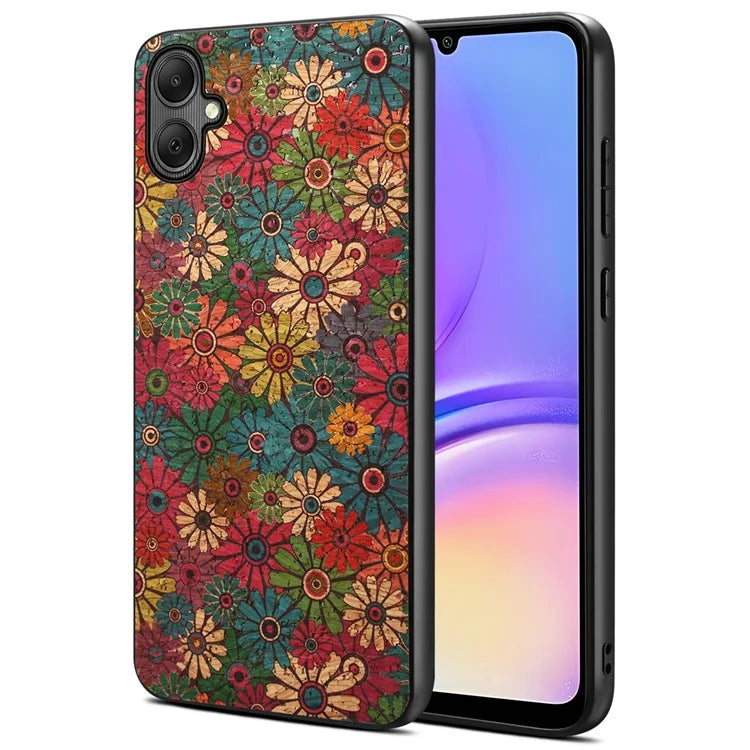 For Samsung Galaxy A05 4G Case Leather+PC+TPU Phone Cover Flower Pattern