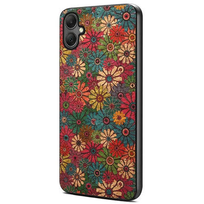 For Samsung Galaxy A05 4G Case Leather+PC+TPU Phone Cover Flower Pattern
