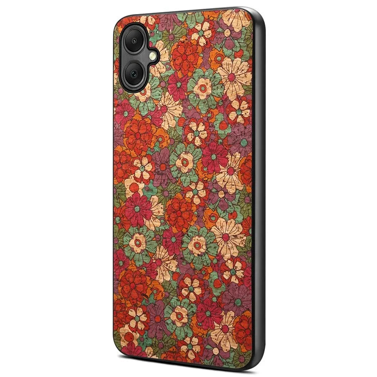 For Samsung Galaxy A05 4G Case Leather+PC+TPU Phone Cover Flower Pattern