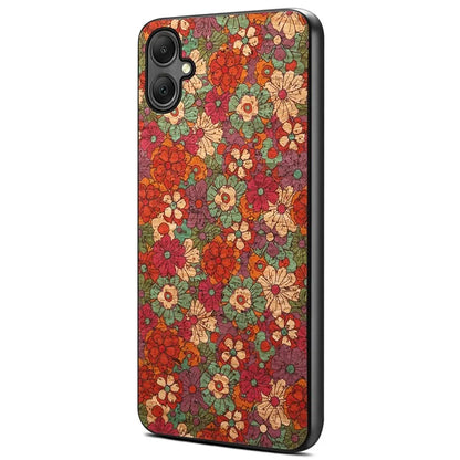 For Samsung Galaxy A05 4G Case Leather+PC+TPU Phone Cover Flower Pattern