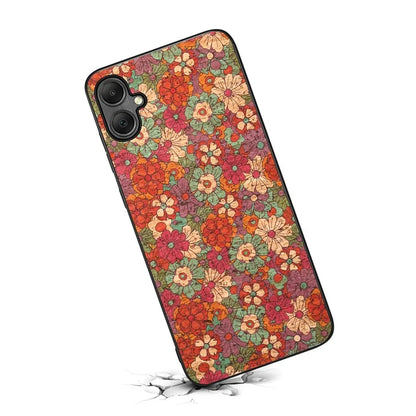 For Samsung Galaxy A05 4G Case Leather+PC+TPU Phone Cover Flower Pattern