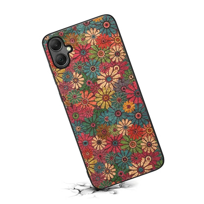 For Samsung Galaxy A05 4G Case Leather+PC+TPU Phone Cover Flower Pattern