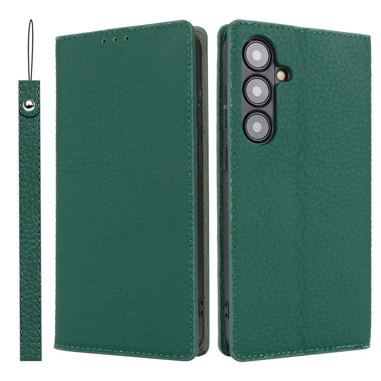 For Samsung Galaxy S24 Phone Case Genuine Cow Leather Wallet Cover Phone Stand