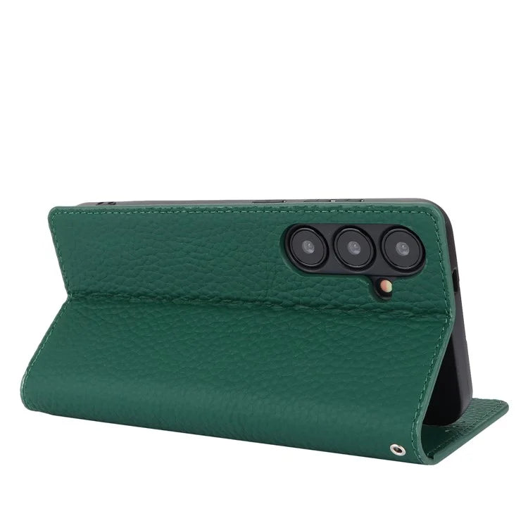 For Samsung Galaxy S24 Phone Case Genuine Cow Leather Wallet Cover Phone Stand