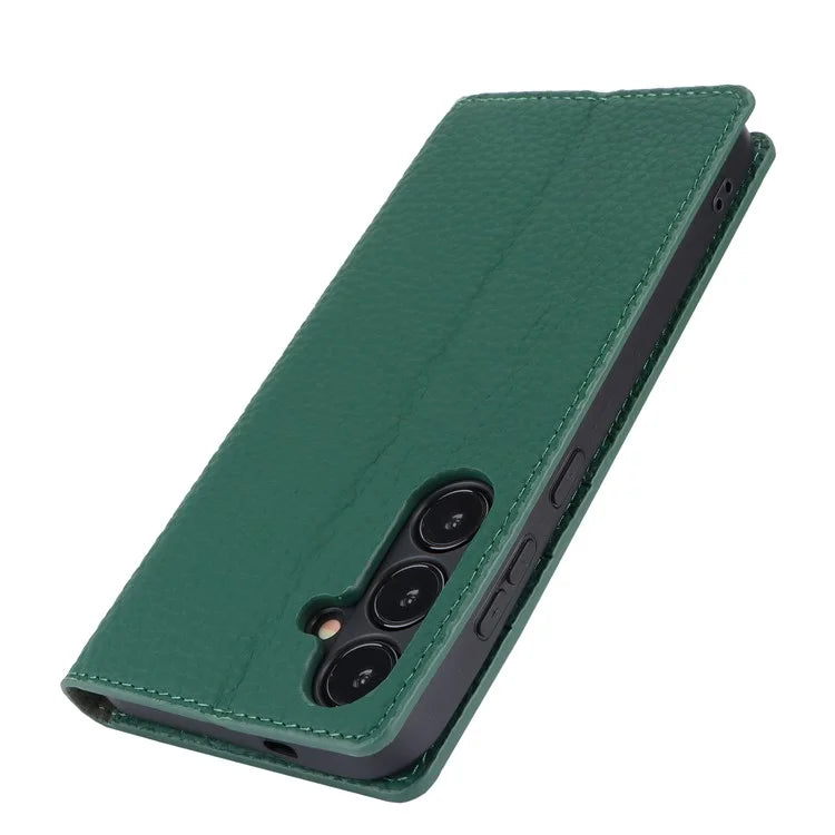 For Samsung Galaxy S24 Phone Case Genuine Cow Leather Wallet Cover Phone Stand