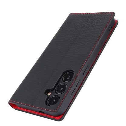 For Samsung Galaxy S24 Phone Case Genuine Cow Leather Wallet Cover Phone Stand