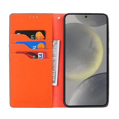 For Samsung Galaxy S24 Phone Case Genuine Cow Leather Wallet Cover Phone Stand