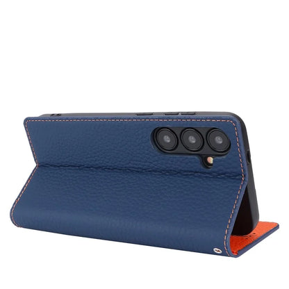 For Samsung Galaxy S24 Phone Case Genuine Cow Leather Wallet Cover Phone Stand