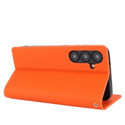 For Samsung Galaxy S24 Phone Case Genuine Cow Leather Wallet Cover Phone Stand