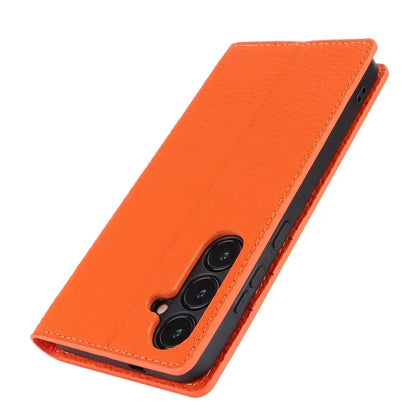 For Samsung Galaxy S24 Phone Case Genuine Cow Leather Wallet Cover Phone Stand