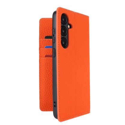 For Samsung Galaxy S24 Phone Case Genuine Cow Leather Wallet Cover Phone Stand