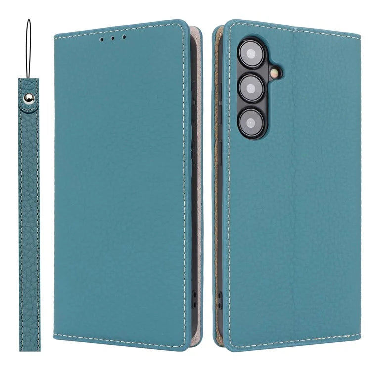 For Samsung Galaxy S24 Phone Case Genuine Cow Leather Wallet Cover Phone Stand