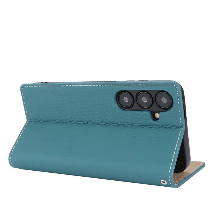 For Samsung Galaxy S24 Phone Case Genuine Cow Leather Wallet Cover Phone Stand