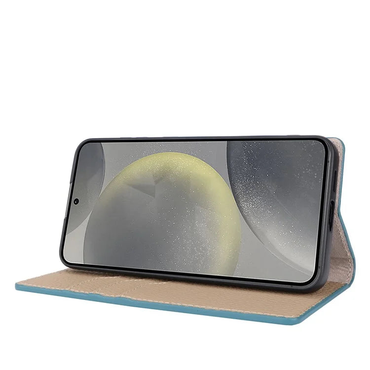 For Samsung Galaxy S24 Phone Case Genuine Cow Leather Wallet Cover Phone Stand