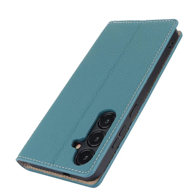 For Samsung Galaxy S24 Phone Case Genuine Cow Leather Wallet Cover Phone Stand