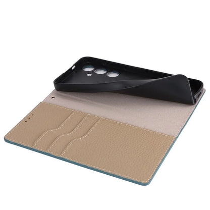 For Samsung Galaxy S24 Phone Case Genuine Cow Leather Wallet Cover Phone Stand