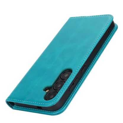 For Samsung Galaxy S24+ Wallet Case Calf Texture Leather Phone Cover