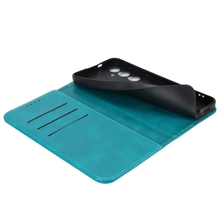 For Samsung Galaxy S24+ Wallet Case Calf Texture Leather Phone Cover