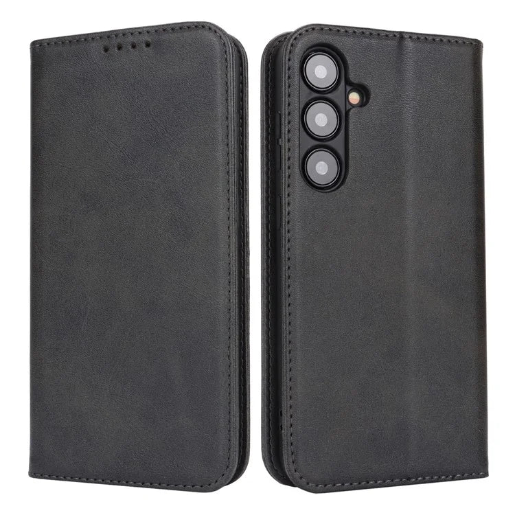 For Samsung Galaxy S24+ Wallet Case Calf Texture Leather Phone Cover