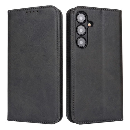 For Samsung Galaxy S24+ Wallet Case Calf Texture Leather Phone Cover