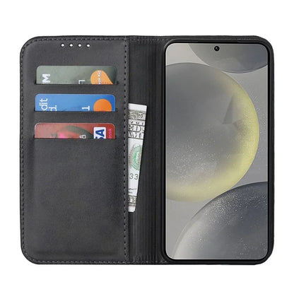 For Samsung Galaxy S24+ Wallet Case Calf Texture Leather Phone Cover