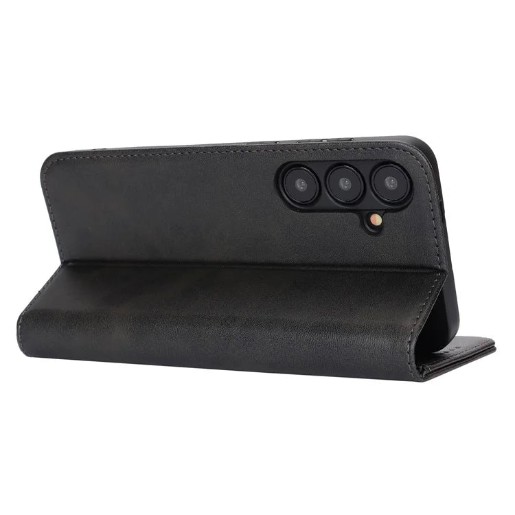 For Samsung Galaxy S24+ Wallet Case Calf Texture Leather Phone Cover