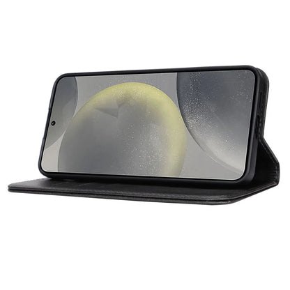 For Samsung Galaxy S24+ Wallet Case Calf Texture Leather Phone Cover