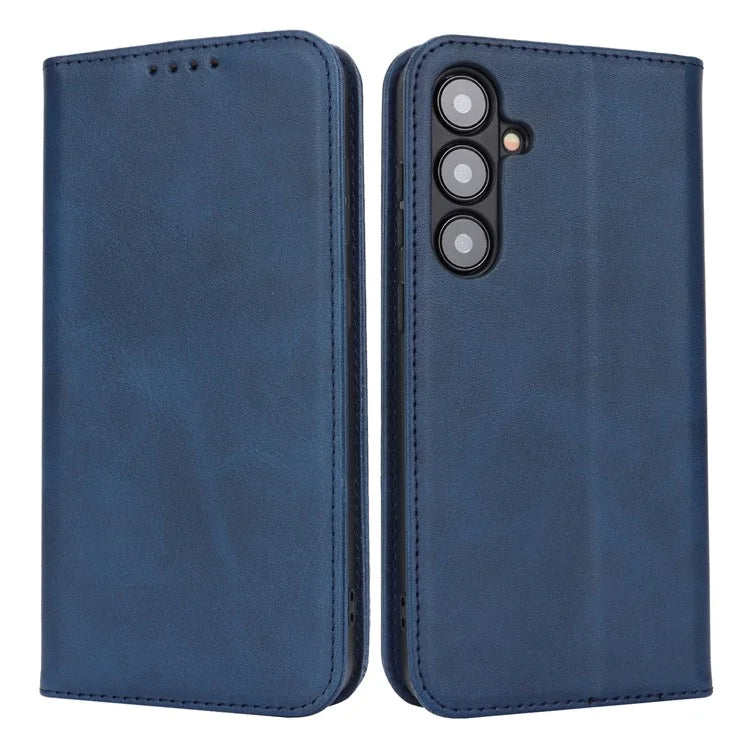 For Samsung Galaxy S24+ Wallet Case Calf Texture Leather Phone Cover