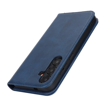 For Samsung Galaxy S24+ Wallet Case Calf Texture Leather Phone Cover