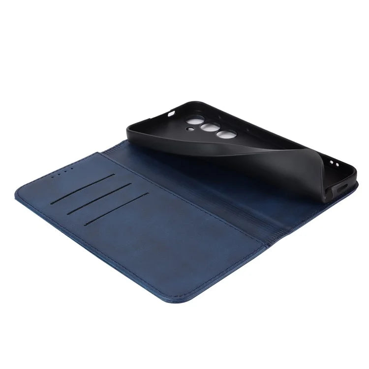 For Samsung Galaxy S24+ Wallet Case Calf Texture Leather Phone Cover