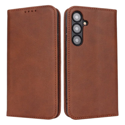 For Samsung Galaxy S24+ Wallet Case Calf Texture Leather Phone Cover