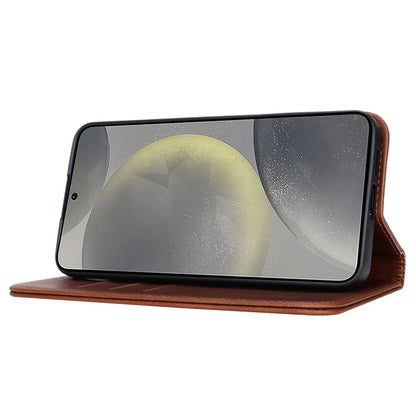 For Samsung Galaxy S24+ Wallet Case Calf Texture Leather Phone Cover