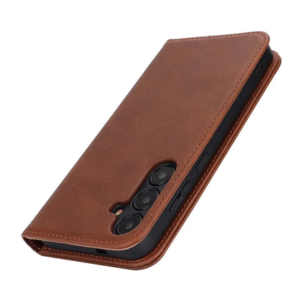 For Samsung Galaxy S24+ Wallet Case Calf Texture Leather Phone Cover