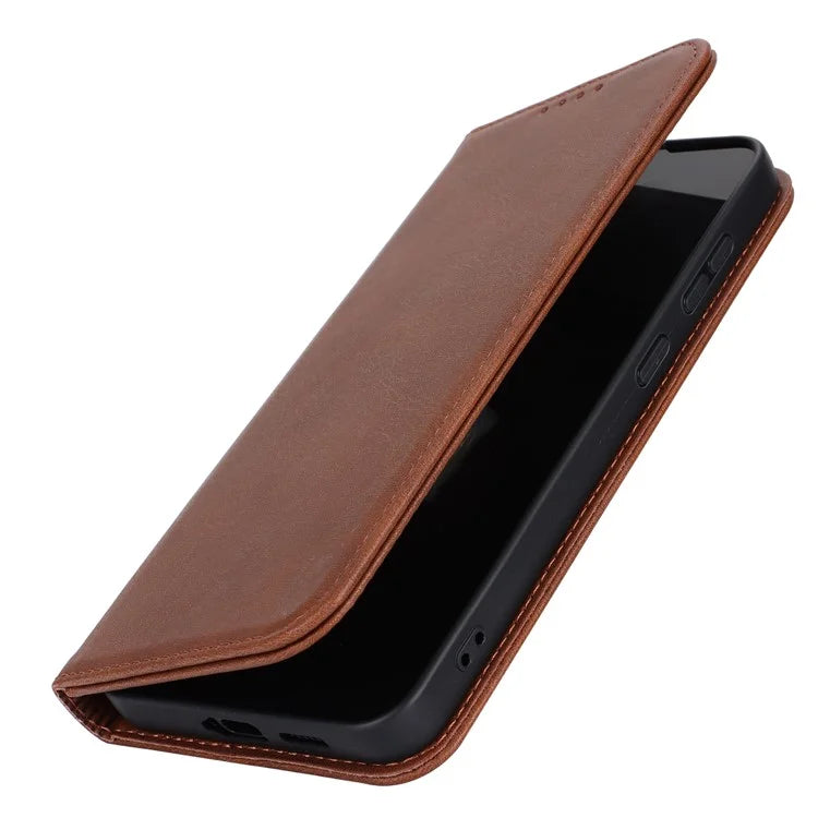 For Samsung Galaxy S24+ Wallet Case Calf Texture Leather Phone Cover