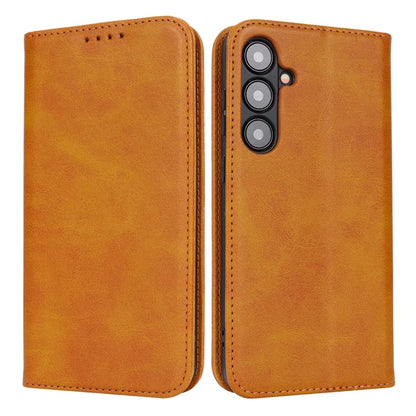 For Samsung Galaxy S24+ Wallet Case Calf Texture Leather Phone Cover