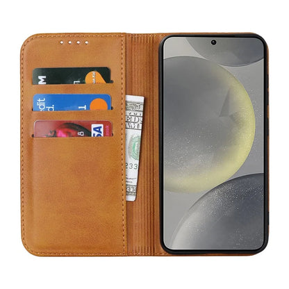 For Samsung Galaxy S24+ Wallet Case Calf Texture Leather Phone Cover