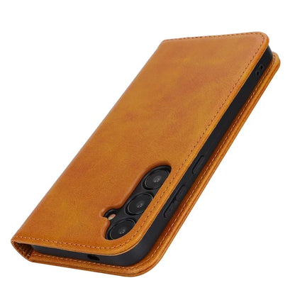 For Samsung Galaxy S24+ Wallet Case Calf Texture Leather Phone Cover