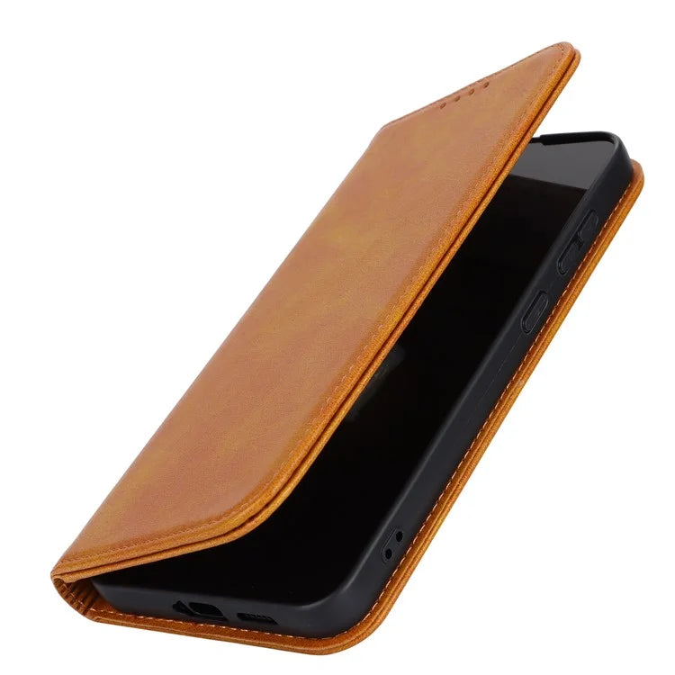 For Samsung Galaxy S24+ Wallet Case Calf Texture Leather Phone Cover