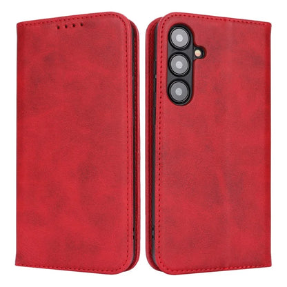 For Samsung Galaxy S24+ Wallet Case Calf Texture Leather Phone Cover