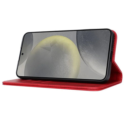 For Samsung Galaxy S24+ Wallet Case Calf Texture Leather Phone Cover